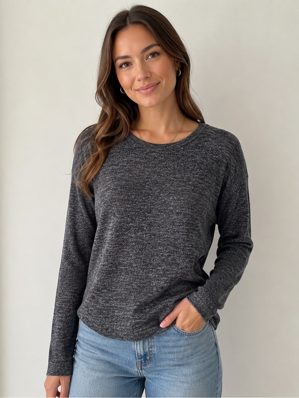 Roots Women's Dark Gray lightweight Sweater